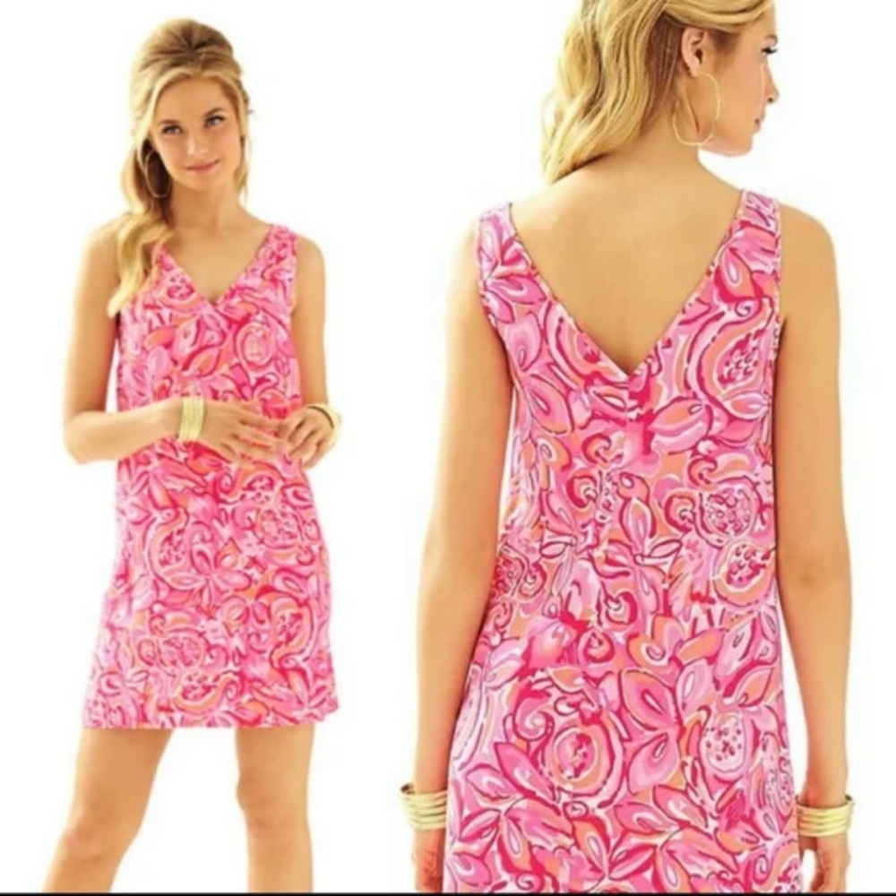 Lilly‎ Pulitzer Barbie Calissa Dress Pink Pout Mango Salsa A9